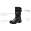 image:imageGLOBALWIN Chunky Mid Calf Fashion Dressy Motocycle Biker Military Style Combat Boots for Women Low Heel21yy08 Grey Distressed Metallic