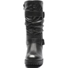 image:imageGLOBALWIN Chunky Mid Calf Fashion Dressy Motocycle Biker Military Style Combat Boots for Women Low Heel21yy08 Grey Distressed Metallic