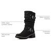 image:imageGLOBALWIN Chunky Mid Calf Fashion Dressy Motocycle Biker Military Style Combat Boots for Women Low Heel21yy08black