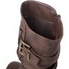 image:imageGLOBALWIN Chunky Mid Calf Fashion Dressy Motocycle Biker Military Style Combat Boots for Women Low Heel21yy08brown