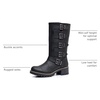 image:imageGLOBALWIN Chunky Mid Calf Fashion Dressy Motocycle Biker Military Style Combat Boots for Women Low Heel23yy11 Black