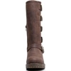 image:imageGLOBALWIN Chunky Mid Calf Fashion Dressy Motocycle Biker Military Style Combat Boots for Women Low Heel23yy11 Brown