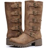 image:imageGLOBALWIN Chunky Mid Calf Fashion Dressy Motocycle Biker Military Style Combat Boots for Women Low Heel23yy11 Camel