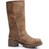 image:imageGLOBALWIN Chunky Mid Calf Fashion Dressy Motocycle Biker Military Style Combat Boots for Women Low Heel23yy11 Camel