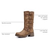 image:imageGLOBALWIN Chunky Mid Calf Fashion Dressy Motocycle Biker Military Style Combat Boots for Women Low Heel23yy11 Camel