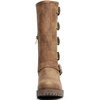 image:imageGLOBALWIN Chunky Mid Calf Fashion Dressy Motocycle Biker Military Style Combat Boots for Women Low Heel23yy11 Camel