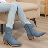 image:imageGLOBALWIN Cowboy Boots For Women Cute Cowgirl Boots Womens Western Boots With Embroidery Side Zipper Chunky Heel23yy16 Dark Blue