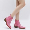 image:imageGLOBALWIN Cowboy Boots For Women Pointed Toe Pull On Chelsea Ankle Booties The Western Cowgirl Boots23yy05 Pink