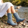 image:imageGLOBALWIN Cowboy Boots for Women MidCalf Western StyleDenim Blue