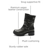 image:imageGLOBALWIN Womens Ankle Boots For Women Faux Fur Lined Winter Moto Boots Ankle Booties With Adjustable Double Buckles19yy19 Silver Distressed