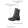 image:imageGLOBALWIN Womens Ankle Boots For Women Faux Fur Lined Winter Moto Boots Ankle Booties With Adjustable Double Buckles19yy19grey