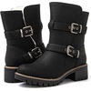 image:imageGLOBALWIN Womens Ankle Boots For Women Faux Fur Lined Winter Moto Boots Ankle Booties With Adjustable Double Buckles21yy07black