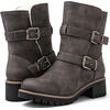image:imageGLOBALWIN Womens Ankle Boots For Women Faux Fur Lined Winter Moto Boots Ankle Booties With Adjustable Double Buckles21yy07grey