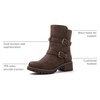 image:imageGLOBALWIN Womens Ankle Boots For Women Faux Fur Lined Winter Moto Boots Ankle Booties With Adjustable Double BucklesBrown With Fur Lining