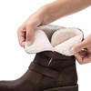 image:imageGLOBALWIN Womens Ankle Boots For Women Faux Fur Lined Winter Moto Boots Ankle Booties With Adjustable Double BucklesBrown With Fur Lining