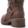 image:imageGLOBALWIN Womens Ankle Boots For Women Faux Fur Lined Winter Moto Boots Ankle Booties With Adjustable Double BucklesBrown With Fur Lining