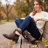 image:imageGLOBALWIN Womens Combat Boots Dressy Lace Up Ankle Boots For Women Low Heel1815brown