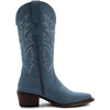 image:imageGLOBALWIN Womens Cowboy Boots Comfortable Brown Cowgirl Boots For Daily Wear Work amp Travel Square Toe Fall Boots With Low Heel And Easy Side Zipper Versatile Mid Calf Boots For Women23yy13 Denim Blue