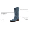 image:imageGLOBALWIN Womens Cowboy Boots Comfortable Brown Cowgirl Boots For Daily Wear Work amp Travel Square Toe Fall Boots With Low Heel And Easy Side Zipper Versatile Mid Calf Boots For Women23yy13 Denim Blue