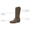 image:imageGLOBALWIN Womens Cowboy Boots Comfortable Brown Cowgirl Boots For Daily Wear Work amp Travel Square Toe Fall Boots With Low Heel And Easy Side Zipper Versatile Mid Calf Boots For Women23yy13 Dark Brown