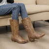 image:imageGLOBALWIN Womens Cowboy Boots Comfortable Brown Cowgirl Boots For Daily Wear Work amp Travel Square Toe Fall Boots With Low Heel And Easy Side Zipper Versatile Mid Calf Boots For Women25yy08 Camel