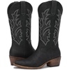 image:imageGLOBALWIN Womens Cowboy Boots Comfortable Brown Cowgirl Boots For Daily Wear Work amp Travel Square Toe Fall Boots With Low Heel And Easy Side Zipper Versatile Mid Calf Boots For Women23yy13 Black2
