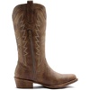 image:imageGLOBALWIN Womens Cowboy Boots Comfortable Brown Cowgirl Boots For Daily Wear Work amp Travel Square Toe Fall Boots With Low Heel And Easy Side Zipper Versatile Mid Calf Boots For Women25yy08 Camel