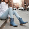 image:imageGLOBALWIN Womens Cowboy Boots Short Western Boots Ankle BootiesDenim Blue