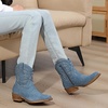 image:imageGLOBALWIN Womens Cowboy Boots Short Western Boots Ankle BootiesDenim Blue