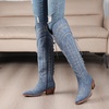 image:imageGLOBALWIN Womens Cowboy Western Fashion Over The Knee Thigh High Cowgirl Boots Low Heel23yy08 Denim Blue