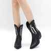 image:imageGLOBALWIN Womens Cowgirl Boots Mid Calf Western Cowboy Boots For Women Comfortable Low Heel With Zipper23yy09 Black1