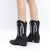 image:imageGLOBALWIN Womens Cowgirl Boots Mid Calf Western Cowboy Boots For Women Comfortable Low Heel With Zipper23yy09 Black1