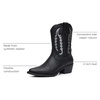 image:imageGLOBALWIN Womens Cowgirl Boots Mid Calf Western Cowboy Boots For Women Comfortable Low Heel With Zipper23yy09 Black3