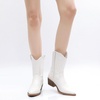 image:imageGLOBALWIN Womens Cowgirl Boots Mid Calf Western Cowboy Boots For Women Comfortable Low Heel With Zipper23yy09 White