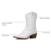 image:imageGLOBALWIN Womens Cowgirl Boots Mid Calf Western Cowboy Boots For Women Comfortable Low Heel With Zipper23yy09 White