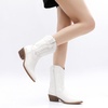 image:imageGLOBALWIN Womens Cowgirl Boots Mid Calf Western Cowboy Boots For Women Comfortable Low Heel With Zipper23yy09 White