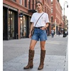 image:imageGLOBALWIN Womens Knee High Cowboy Boots  Minimalist Western Round Toe Cowgirl Boots with Comfortable Block Heel Plain Sleek Design Tall Dress Boots for Women19yy21 Camel2
