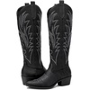 image:imageGLOBALWIN Womens Knee High Long Pointed Toe Western Cowboy Boots For Women23yy12 Black