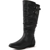 image:imageGLOBALWIN Womens KneeHigh Fashion Boots Wide Calf Flat Dressy Fall Winter Fashion Boots For Women22yy01 Black