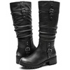 image:imageGLOBALWIN Womens KneeHigh Riding Boots Tall Fashion Boots with Chunky Low Heel amp Side Zipper Everyday Wear Casual Boots For Women24yy03 Distressed Silver