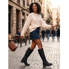 image:imageGLOBALWIN Womens Lace Up Back Knee High Fashion Boots19yy29black