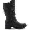 image:imageGLOBALWIN Womens Mid Calf Boots Fashion Moto Boots For Women With Buckle Straps Side Zipper And Low Block Heel  Biker Boots For Fall Spring WinterBlack