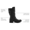 image:imageGLOBALWIN Womens Mid Calf Boots Fashion Moto Boots For Women With Buckle Straps Side Zipper And Low Block Heel  Biker Boots For Fall Spring WinterBlack