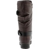 image:imageGLOBALWIN Womens Mid Calf Boots Fashion Moto Boots For Women With Buckle Straps Side Zipper And Low Block Heel  Biker Boots For Fall Spring WinterBrown