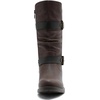 image:imageGLOBALWIN Womens Mid Calf Boots Fashion Moto Boots For Women With Buckle Straps Side Zipper And Low Block Heel  Biker Boots For Fall Spring WinterBrown