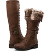 image:imageGLOBALWIN Womens Mid Calf To Knee High Boots Dressy Lace Up Combat Boots for Women Low Heel17yy02brown