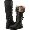 image:imageGLOBALWIN Womens Mid Calf To Knee High Boots Dressy Lace Up Combat Boots for Women Low Heel17yy02grey