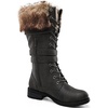 image:imageGLOBALWIN Womens Mid Calf To Knee High Boots Dressy Lace Up Combat Boots for Women Low Heel17yy02grey