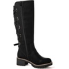 image:imageGLOBALWIN Womens Strappy Motorcycle Knee High Boots Riding Boots Back Lace Up Fall Winter Fashion Knee High Boots For Women22yy07 Black