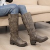 image:imageGLOBALWIN Womens Strappy Motorcycle Knee High Boots Riding Boots Back Lace Up Fall Winter Fashion Knee High Boots For Women22yy07 Brown
